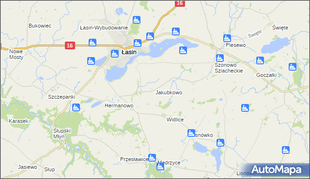 mapa Jakubkowo gmina Łasin, Jakubkowo gmina Łasin na mapie Targeo