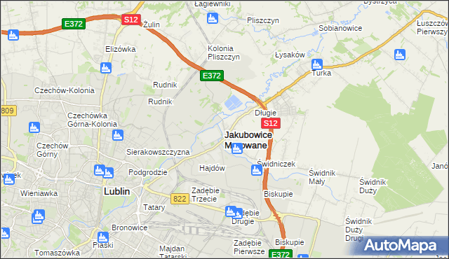 mapa Jakubowice Murowane, Jakubowice Murowane na mapie Targeo