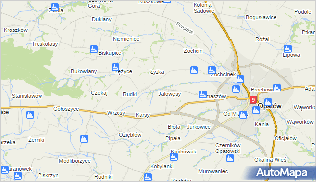 mapa Jałowęsy, Jałowęsy na mapie Targeo