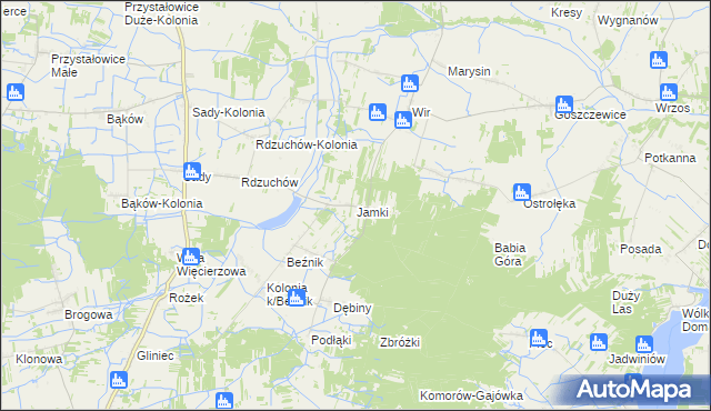 mapa Jamki gmina Potworów, Jamki gmina Potworów na mapie Targeo