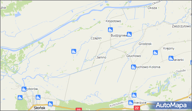 mapa Jamno gmina Słońsk, Jamno gmina Słońsk na mapie Targeo
