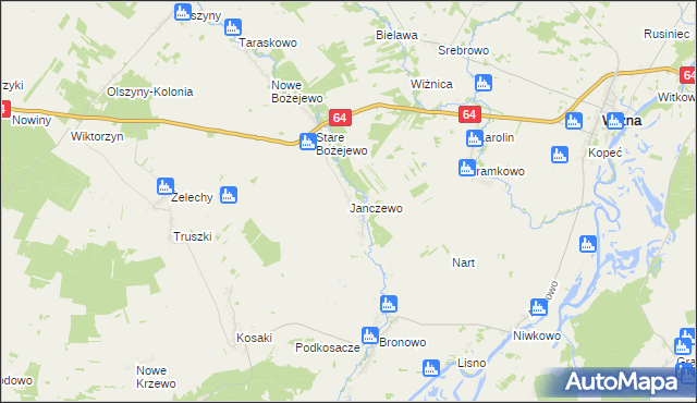 mapa Janczewo gmina Wizna, Janczewo gmina Wizna na mapie Targeo