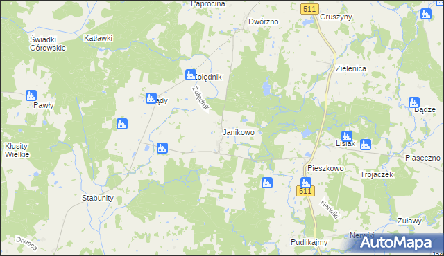 mapa Janikowo gmina Górowo Iławeckie, Janikowo gmina Górowo Iławeckie na mapie Targeo