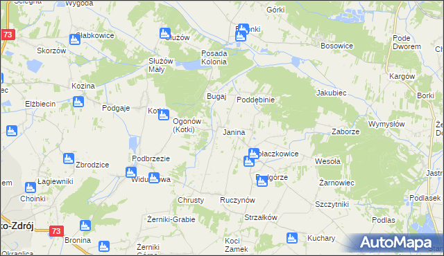 mapa Janina gmina Busko-Zdrój, Janina gmina Busko-Zdrój na mapie Targeo