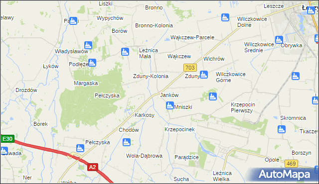 mapa Janków gmina Łęczyca, Janków gmina Łęczyca na mapie Targeo