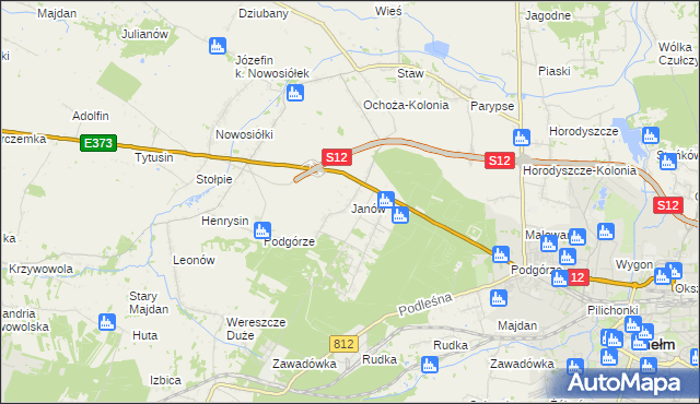 mapa Janów gmina Chełm, Janów gmina Chełm na mapie Targeo