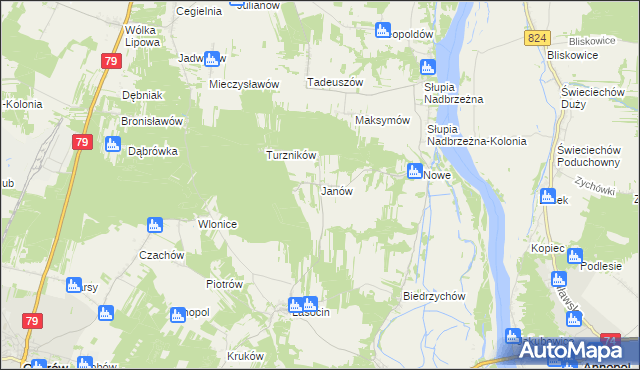mapa Janów gmina Ożarów, Janów gmina Ożarów na mapie Targeo