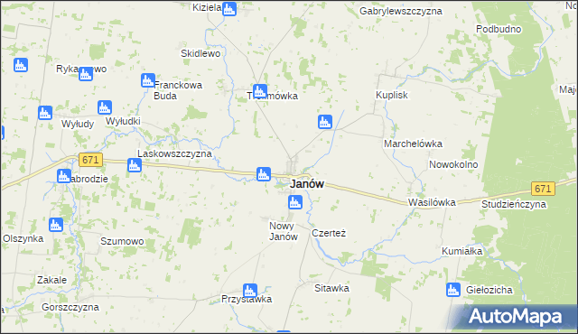 mapa Janów powiat sokólski, Janów powiat sokólski na mapie Targeo