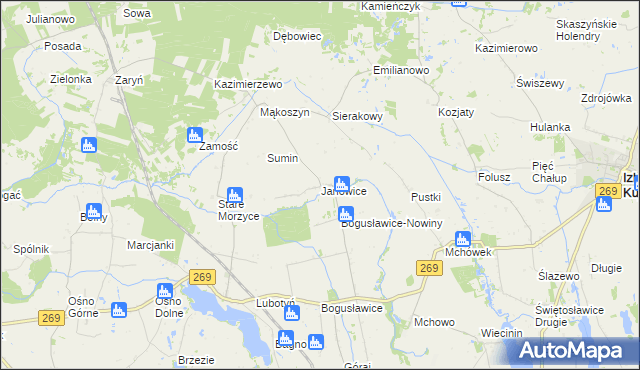 mapa Janowice gmina Babiak, Janowice gmina Babiak na mapie Targeo