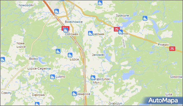 mapa Janowiec gmina Bobolice, Janowiec gmina Bobolice na mapie Targeo