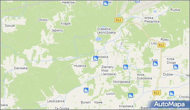 mapa Janówka gmina Biała Podlaska, Janówka gmina Biała Podlaska na mapie Targeo