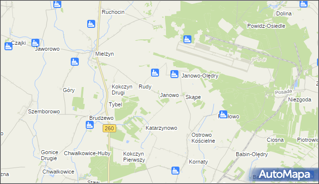 mapa Janowo gmina Strzałkowo, Janowo gmina Strzałkowo na mapie Targeo