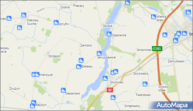 mapa Januszewice gmina Granowo, Januszewice gmina Granowo na mapie Targeo
