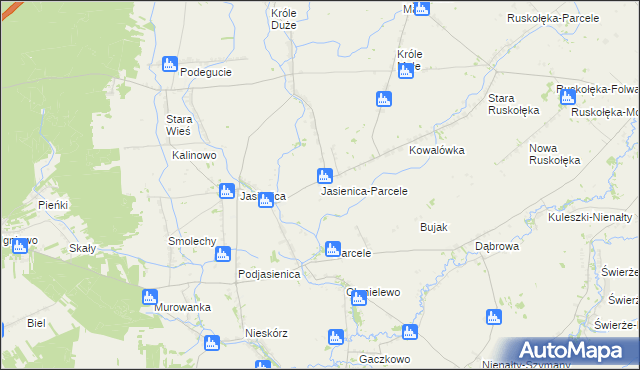 mapa Jasienica-Parcele, Jasienica-Parcele na mapie Targeo