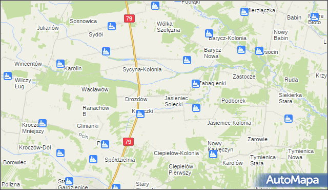 mapa Jasieniec Solecki, Jasieniec Solecki na mapie Targeo