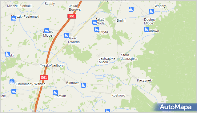 mapa Jastrząbka Młoda, Jastrząbka Młoda na mapie Targeo