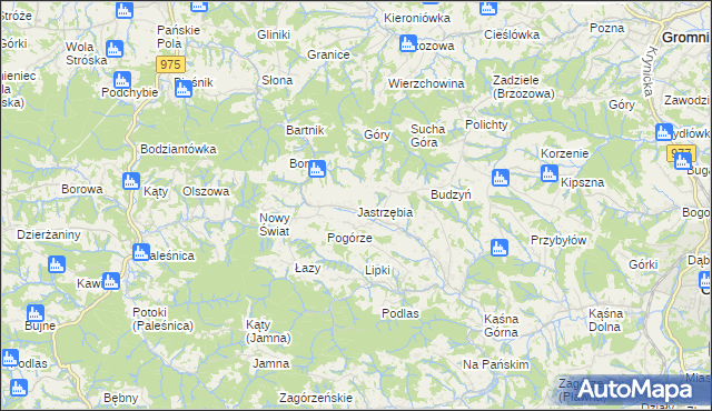 mapa Jastrzębia gmina Ciężkowice, Jastrzębia gmina Ciężkowice na mapie Targeo
