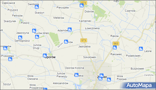 mapa Jastrzębia gmina Oporów, Jastrzębia gmina Oporów na mapie Targeo