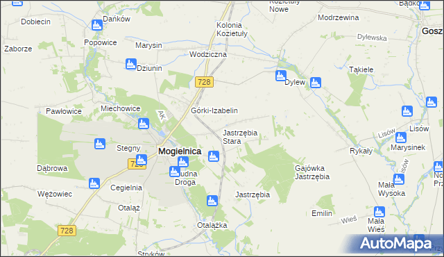 mapa Jastrzębia Stara, Jastrzębia Stara na mapie Targeo