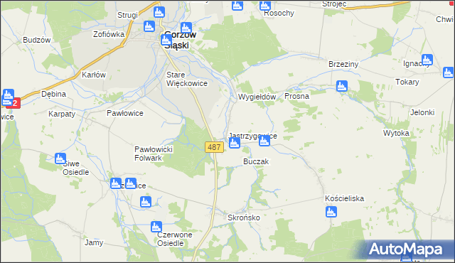 mapa Jastrzygowice, Jastrzygowice na mapie Targeo