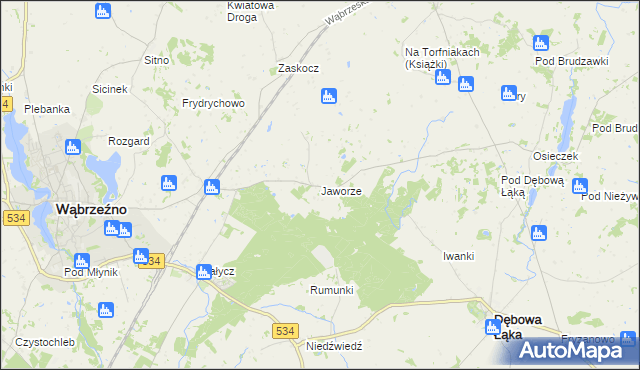 mapa Jaworze gmina Ryńsk, Jaworze gmina Ryńsk na mapie Targeo