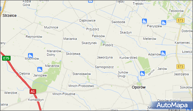 mapa Jaworzyna gmina Oporów, Jaworzyna gmina Oporów na mapie Targeo