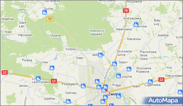 mapa Jedlanka gmina Zwoleń, Jedlanka gmina Zwoleń na mapie Targeo