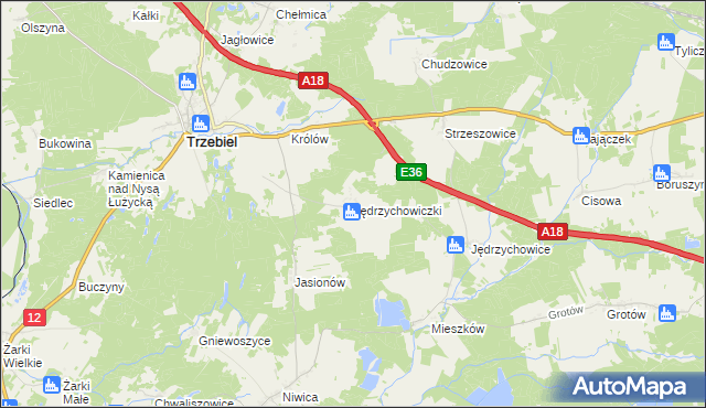 mapa Jędrzychowiczki, Jędrzychowiczki na mapie Targeo