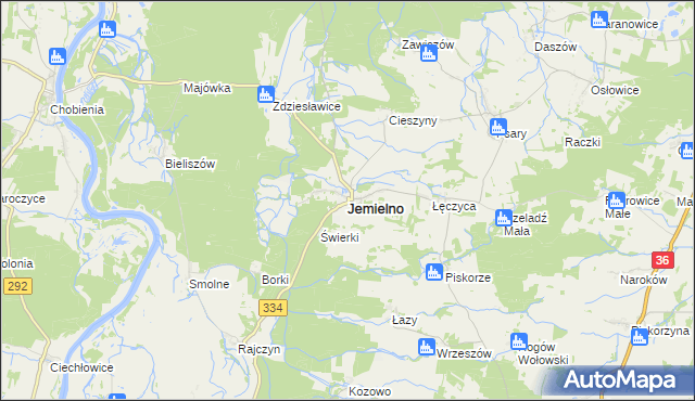 mapa Jemielno, Jemielno na mapie Targeo