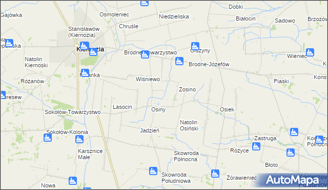 mapa Jerzewo gmina Kiernozia, Jerzewo gmina Kiernozia na mapie Targeo
