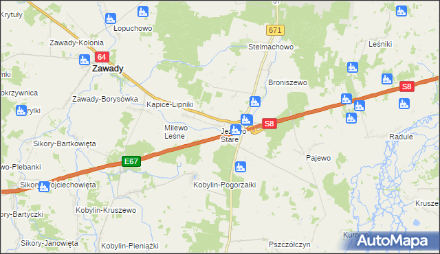 mapa Jeżewo Stare, Jeżewo Stare na mapie Targeo