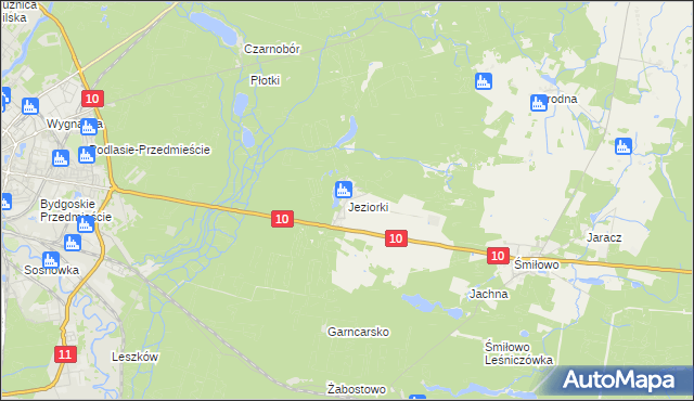 mapa Jeziorki gmina Kaczory, Jeziorki gmina Kaczory na mapie Targeo