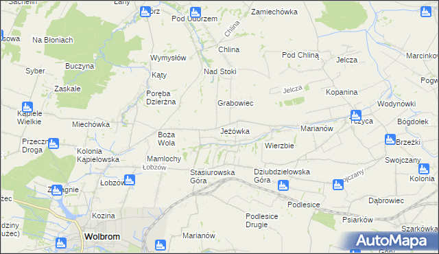 mapa Jeżówka gmina Wolbrom, Jeżówka gmina Wolbrom na mapie Targeo