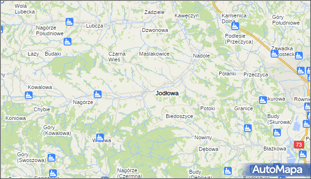 mapa Jodłowa, Jodłowa na mapie Targeo