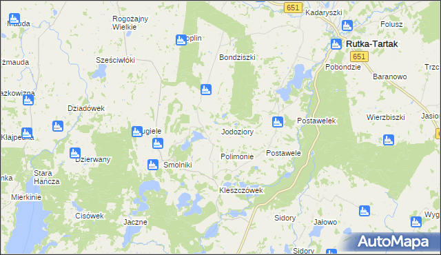 mapa Jodoziory, Jodoziory na mapie Targeo