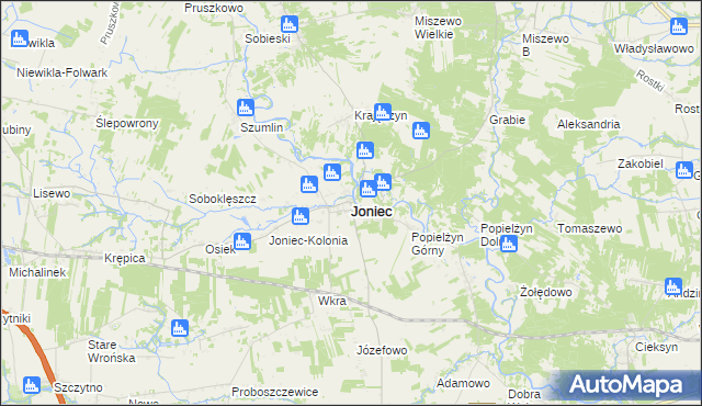 mapa Joniec, Joniec na mapie Targeo