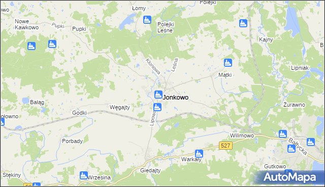 mapa Jonkowo, Jonkowo na mapie Targeo