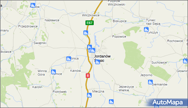 mapa Jordanów Śląski, Jordanów Śląski na mapie Targeo