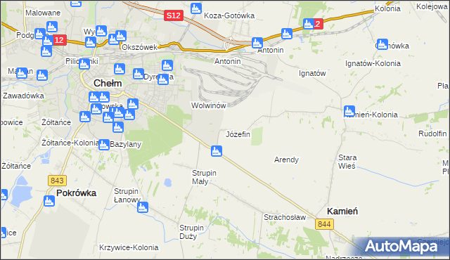 mapa Józefin gmina Kamień, Józefin gmina Kamień na mapie Targeo