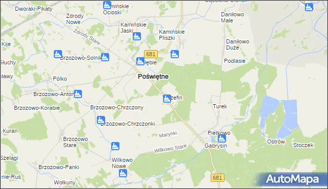 mapa Józefin gmina Poświętne, Józefin gmina Poświętne na mapie Targeo