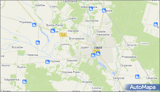 mapa Józefin gmina Ujazd, Józefin gmina Ujazd na mapie Targeo