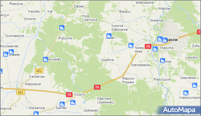 mapa Józefina gmina Osjaków, Józefina gmina Osjaków na mapie Targeo