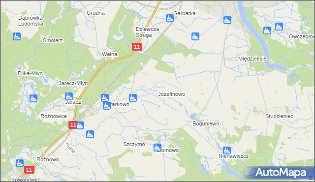 mapa Józefinowo gmina Rogoźno, Józefinowo gmina Rogoźno na mapie Targeo