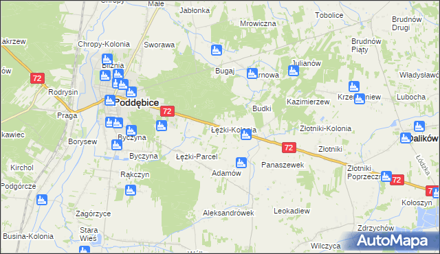 mapa Józefka gmina Poddębice, Józefka gmina Poddębice na mapie Targeo
