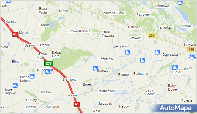 mapa Józefków gmina Gostynin, Józefków gmina Gostynin na mapie Targeo