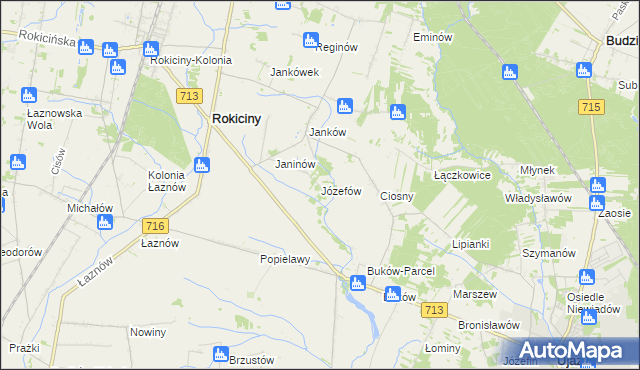 mapa Józefów gmina Ujazd, Józefów gmina Ujazd na mapie Targeo