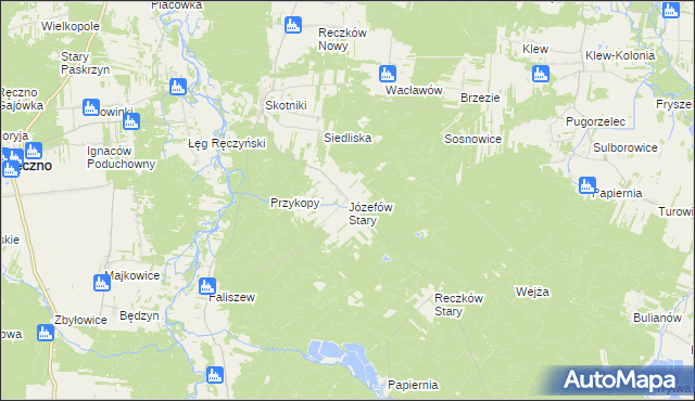 mapa Józefów Stary gmina Przedbórz, Józefów Stary gmina Przedbórz na mapie Targeo