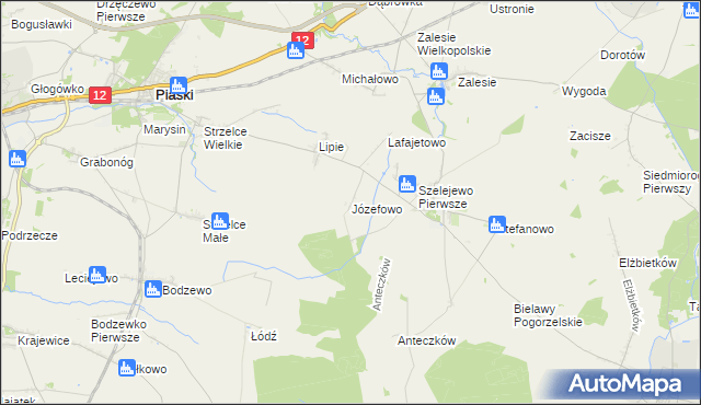 mapa Józefowo gmina Piaski, Józefowo gmina Piaski na mapie Targeo