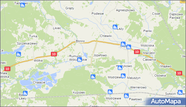 mapa Józefowo gmina Szczutowo, Józefowo gmina Szczutowo na mapie Targeo