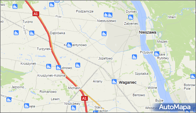 mapa Józefowo gmina Waganiec, Józefowo gmina Waganiec na mapie Targeo
